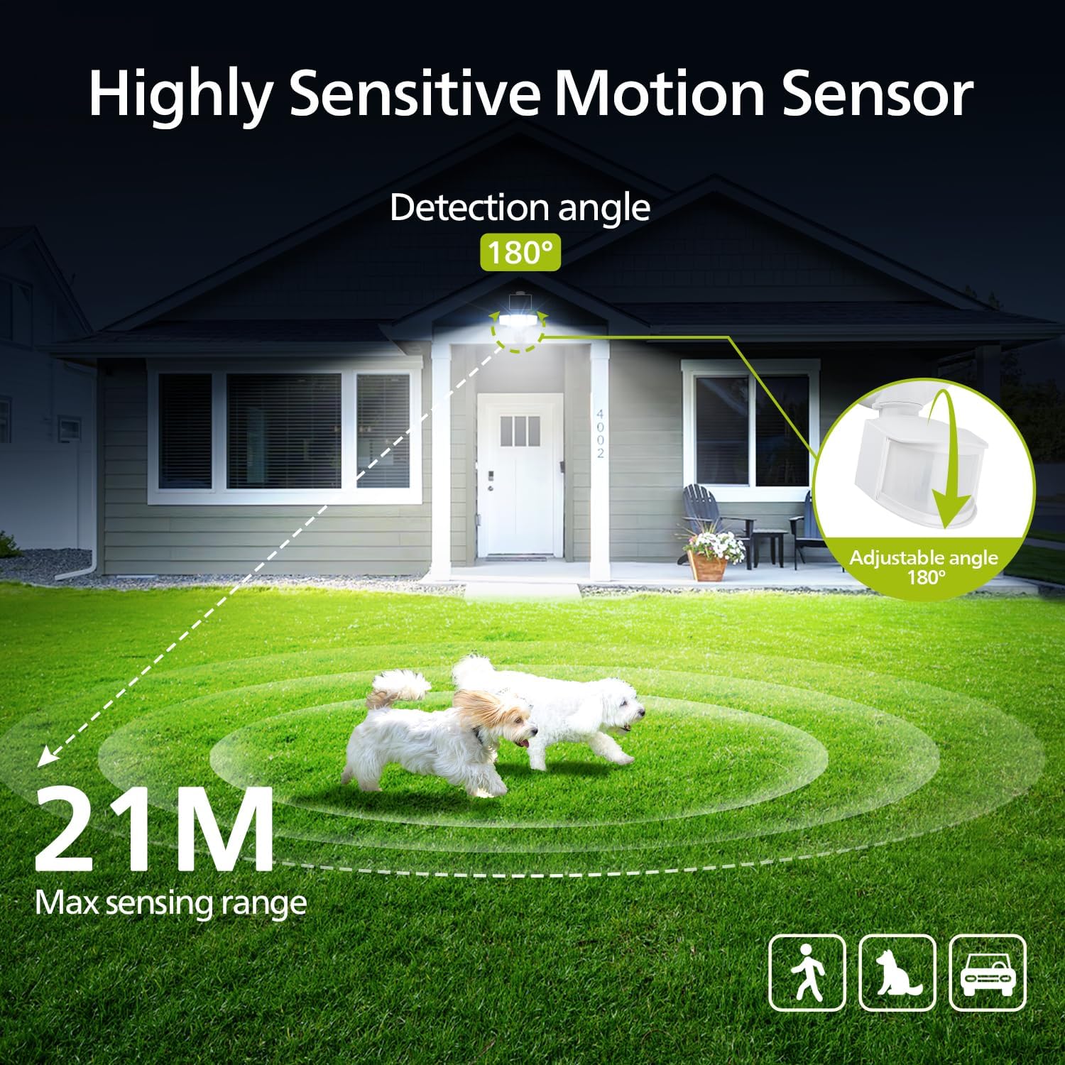 3600LM Solar Security Light PIR Motion Sensor 5M Cable