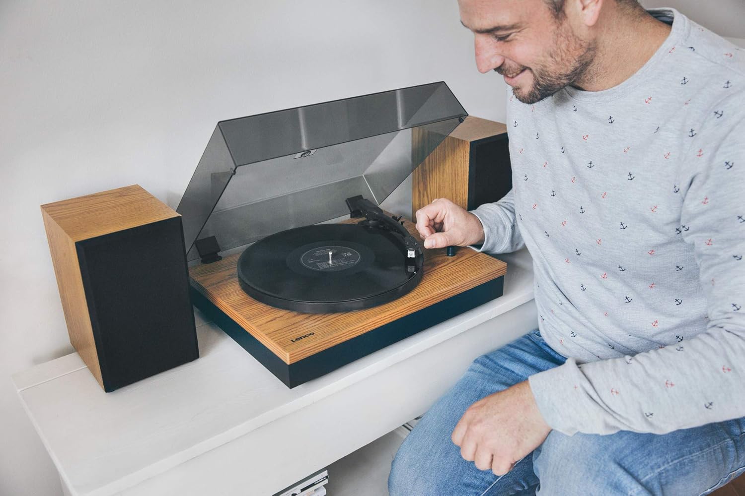 Bluetooth Record Player 2 Speed Turntable 20W Speakers Wood