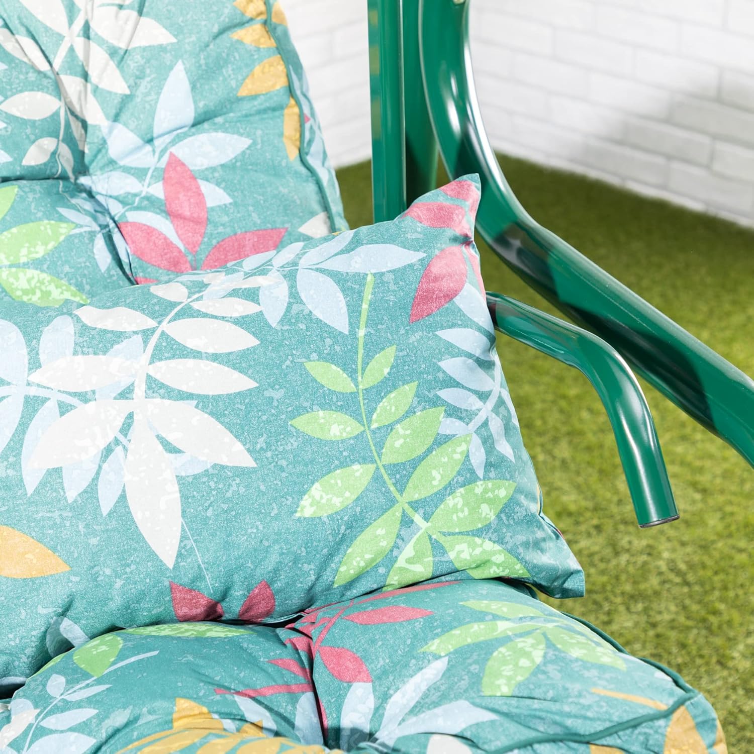 3 Seater Reclining Garden Swing Seat Green Canopy Cushions