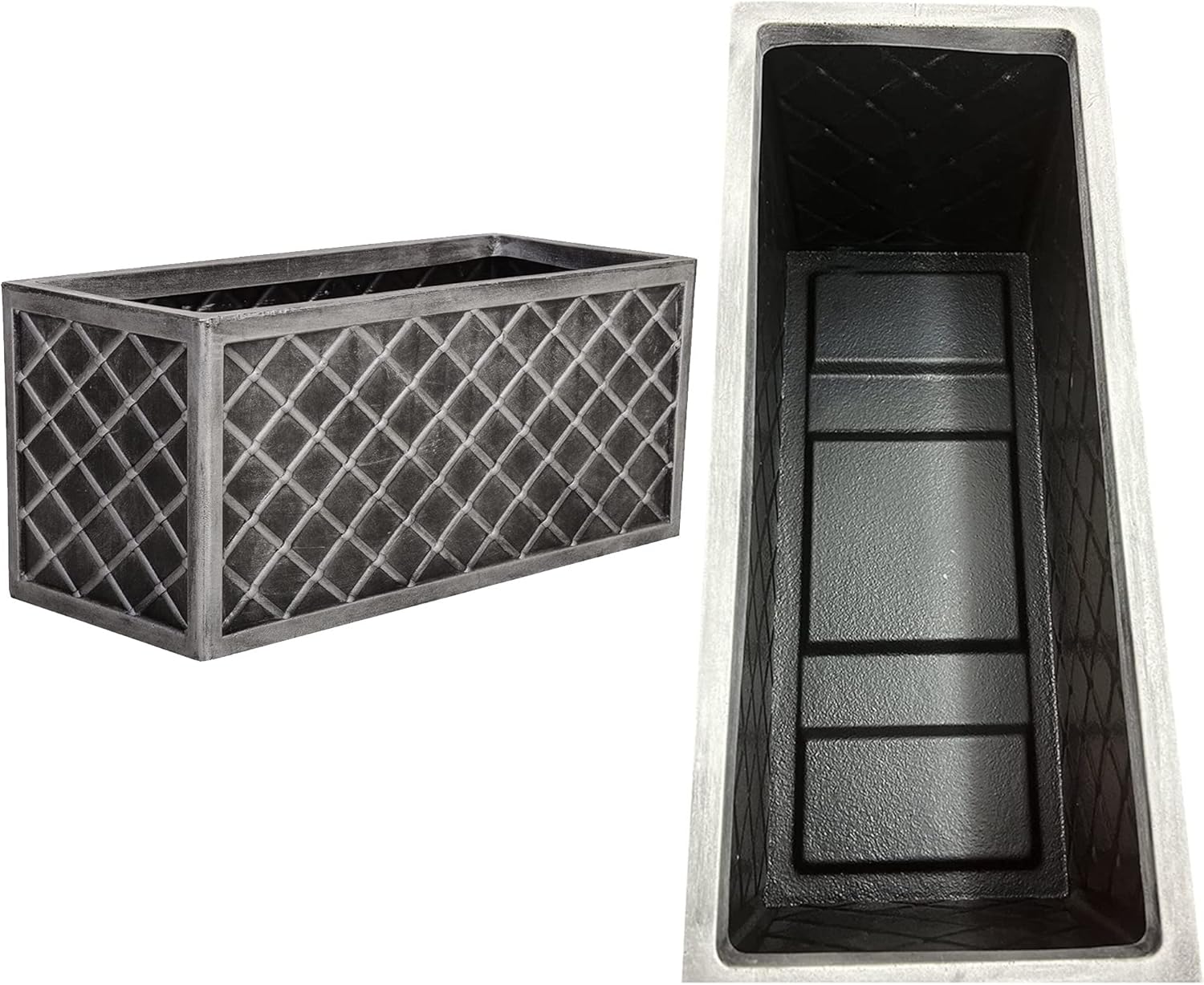 Set of 2 Large 70cm Lazio Trough Planters Grey