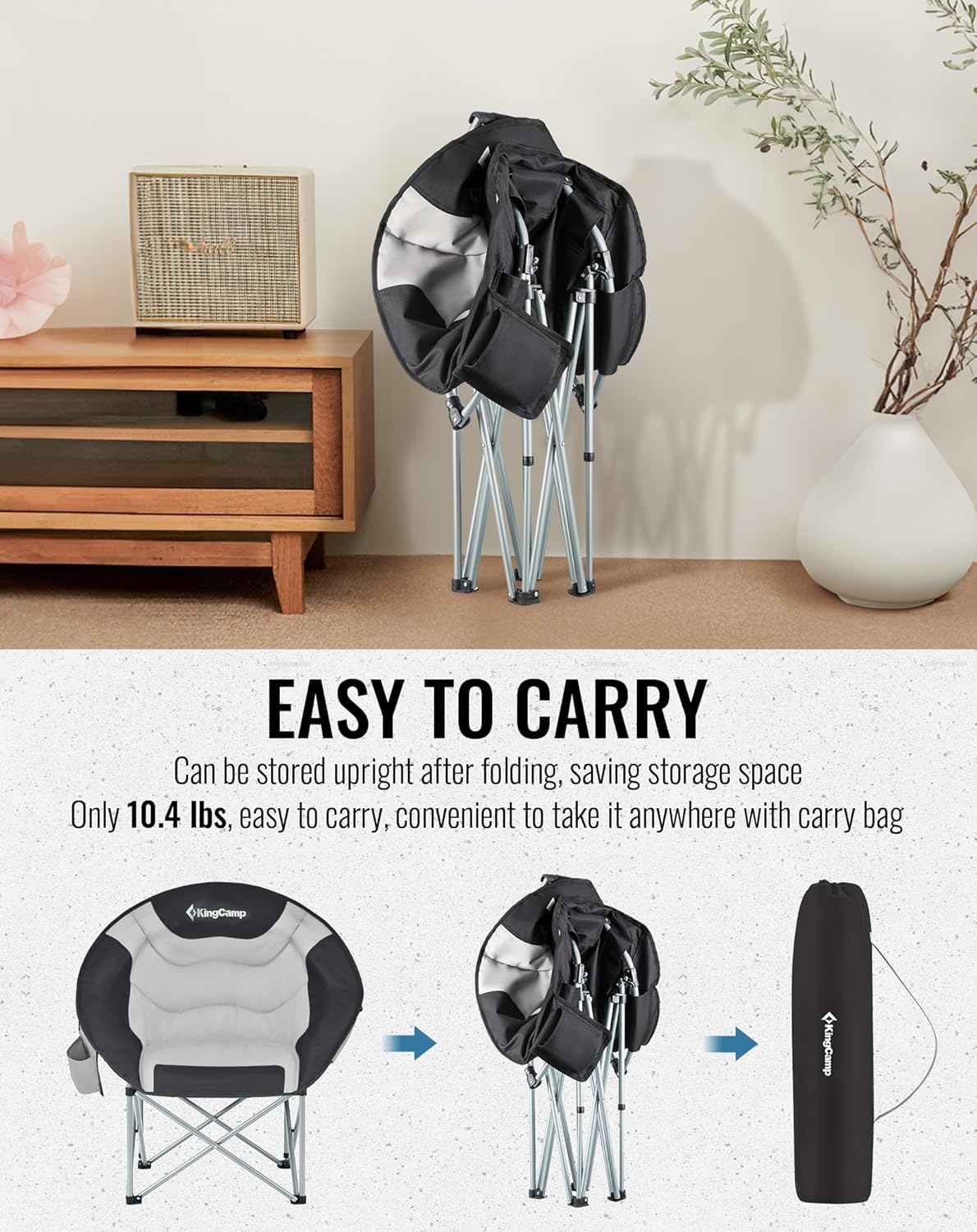 Moon Camping Chair XXL Padded Folding Seat Cooler Bag