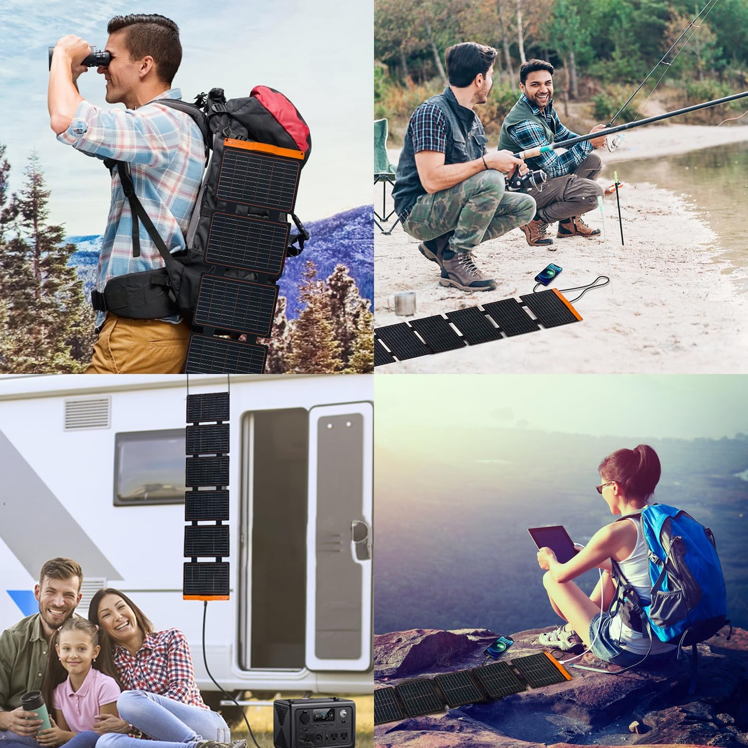 60W Foldable Solar Panel Charger USB-C USB-A Portable Camping