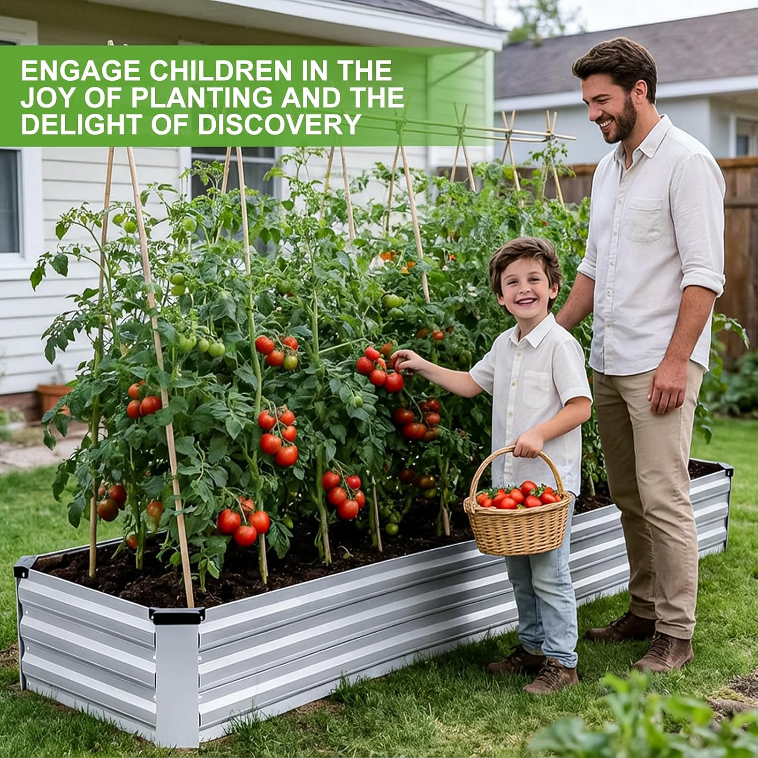 Metal Raised Garden Bed 8x2ft Set 2 Silver Outdoor Planter Kit