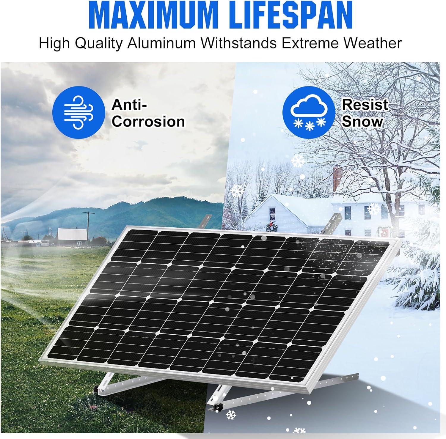 45in Adjustable Solar Panel Mount Brackets 0-90° Roof Van Kit