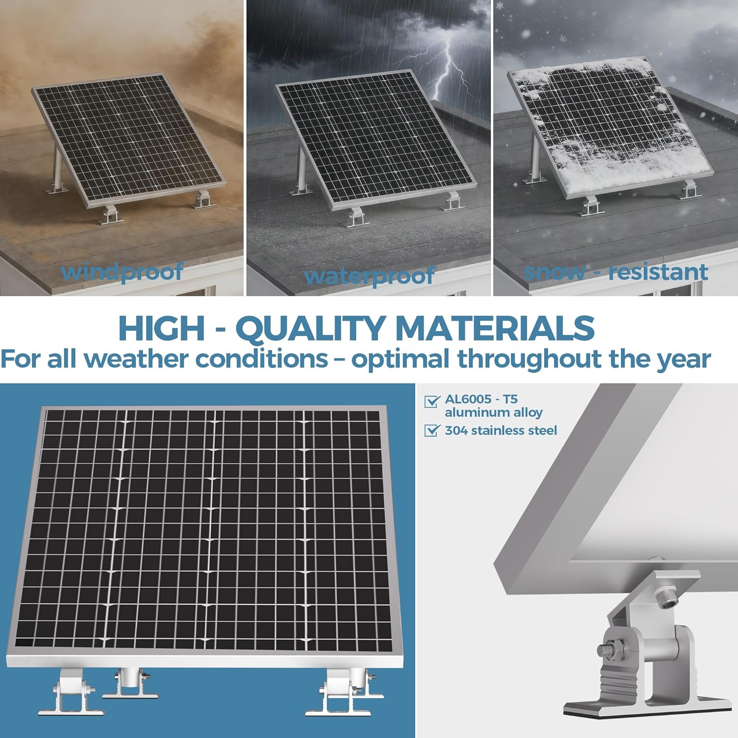 Adjustable Solar Panel Mount Bracket 2 Panel Balcony Roof Wall