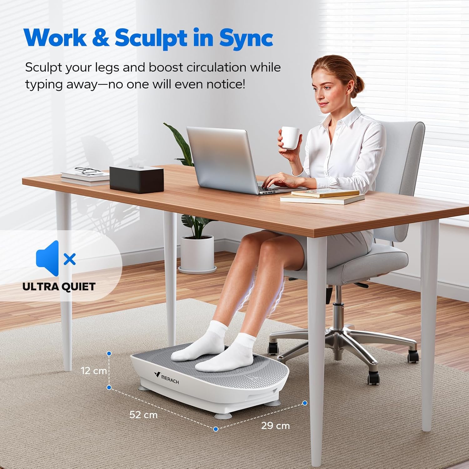 Vibration Plate Exercise Machine Quiet Fitness Platform LED Remote