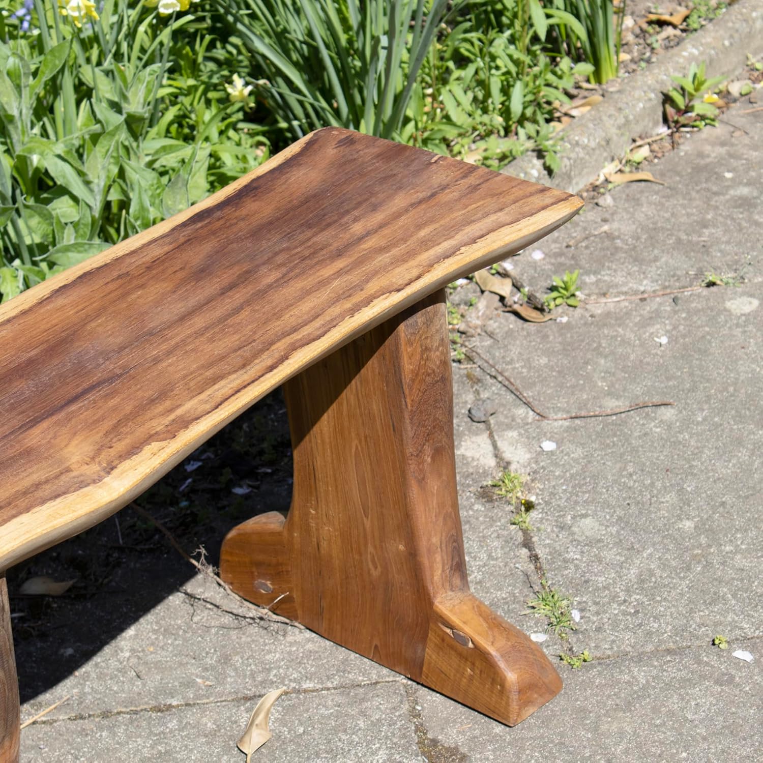 Rustic Teak Root Garden Bench Handmade Wooden Seat 80cm