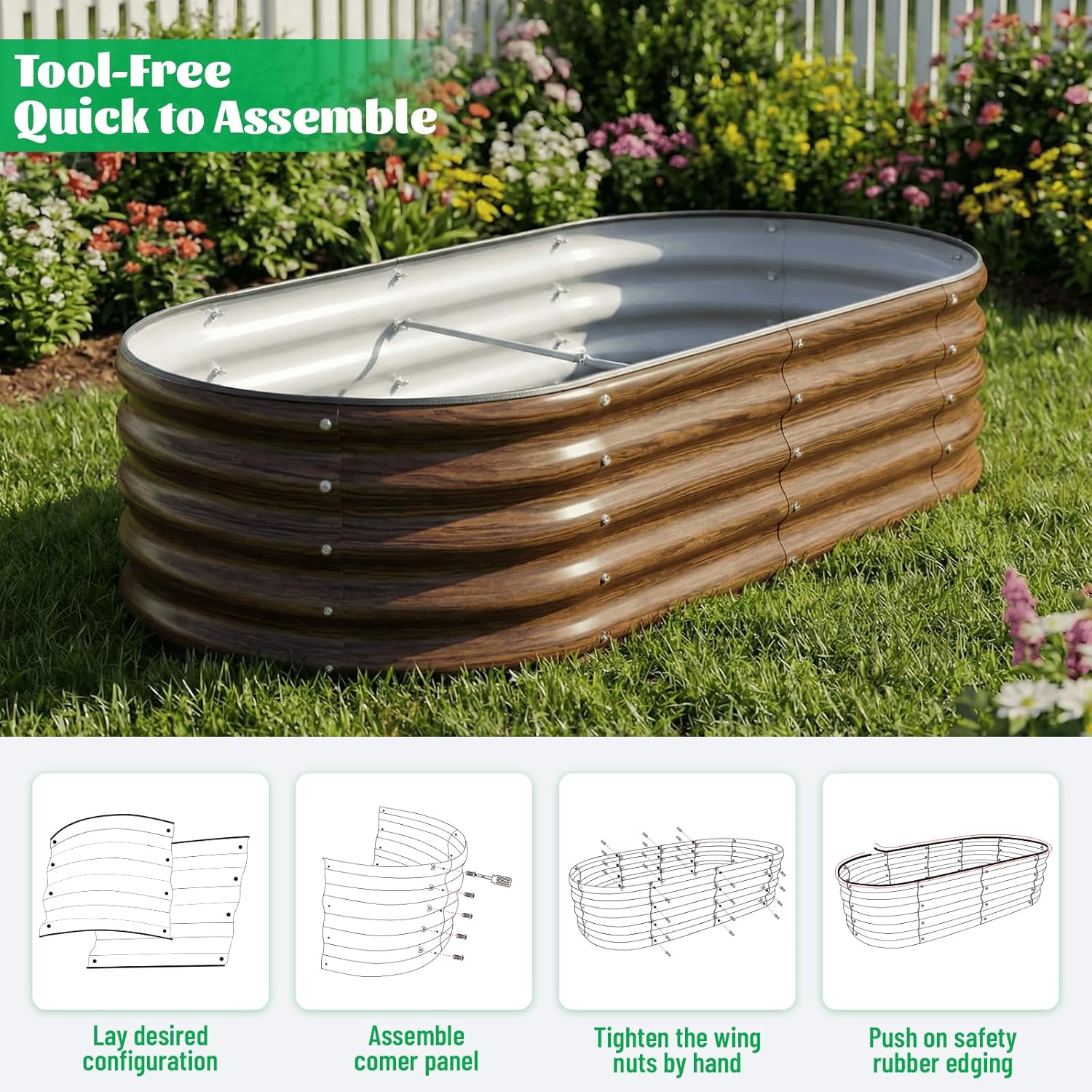 Raised Garden Bed 2 Pack 120cm Metal Planters Outdoor