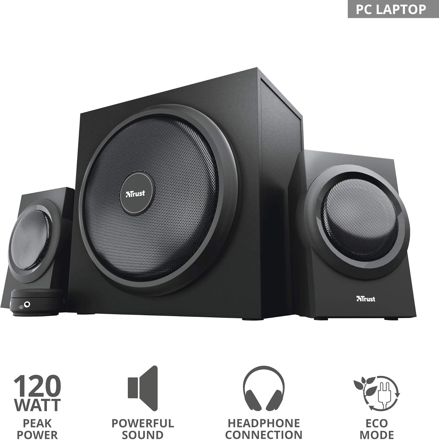 2.1 PC Speakers 120W Subwoofer Bass Stereo Wired Desktop