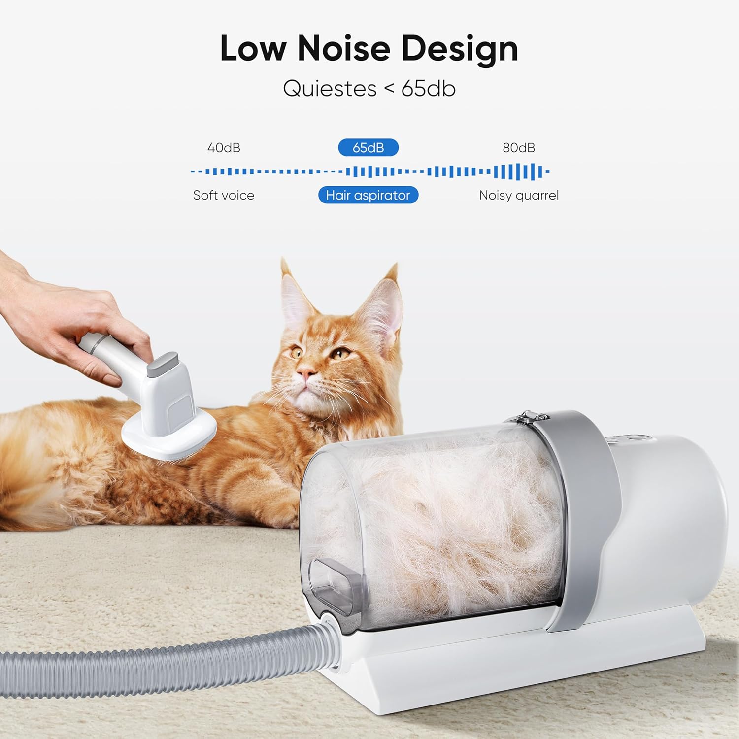 Pet Grooming Vacuum Kit 5 In 1 2.5L Low Noise White