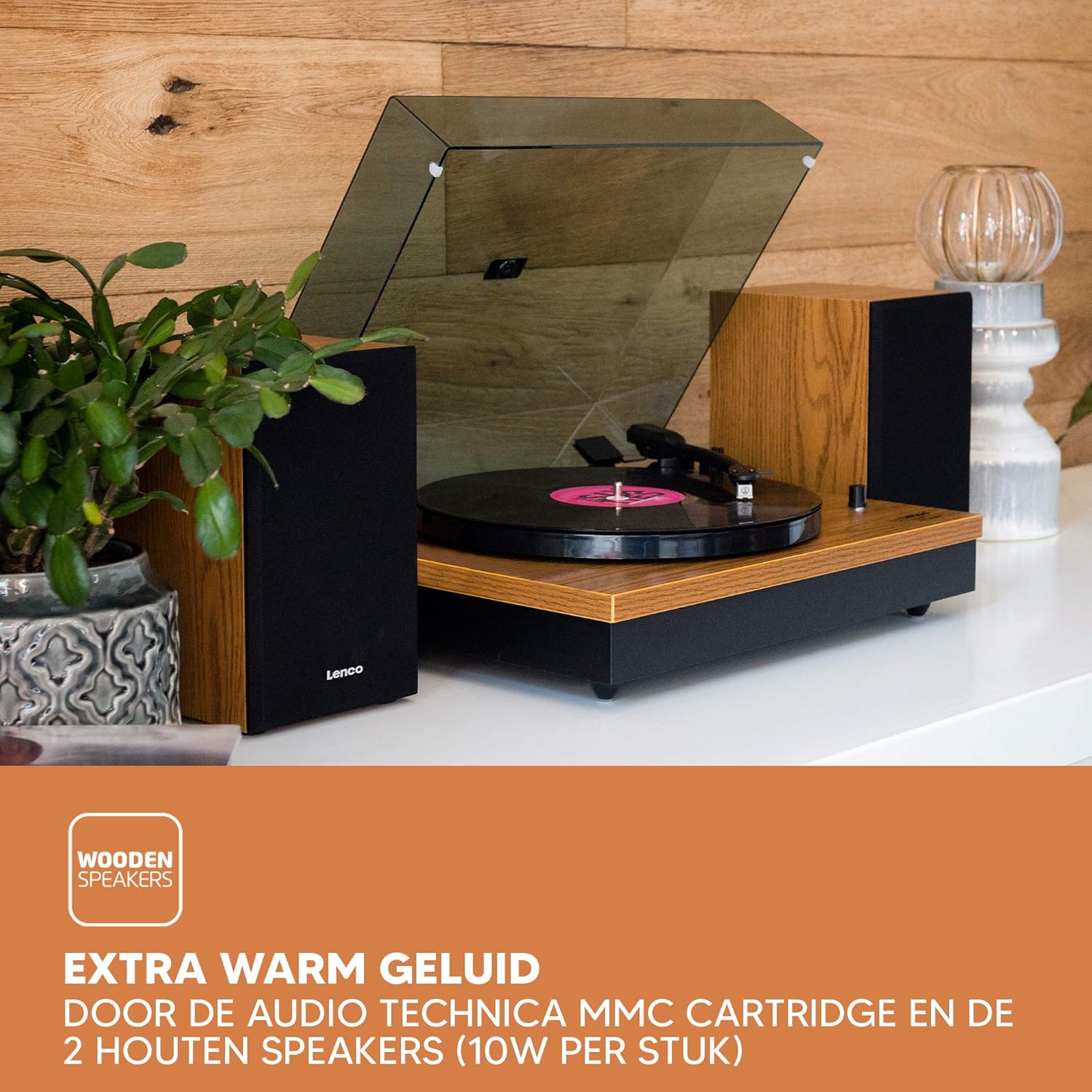 Bluetooth Record Player 2 Speed Turntable 20W Speakers Wood
