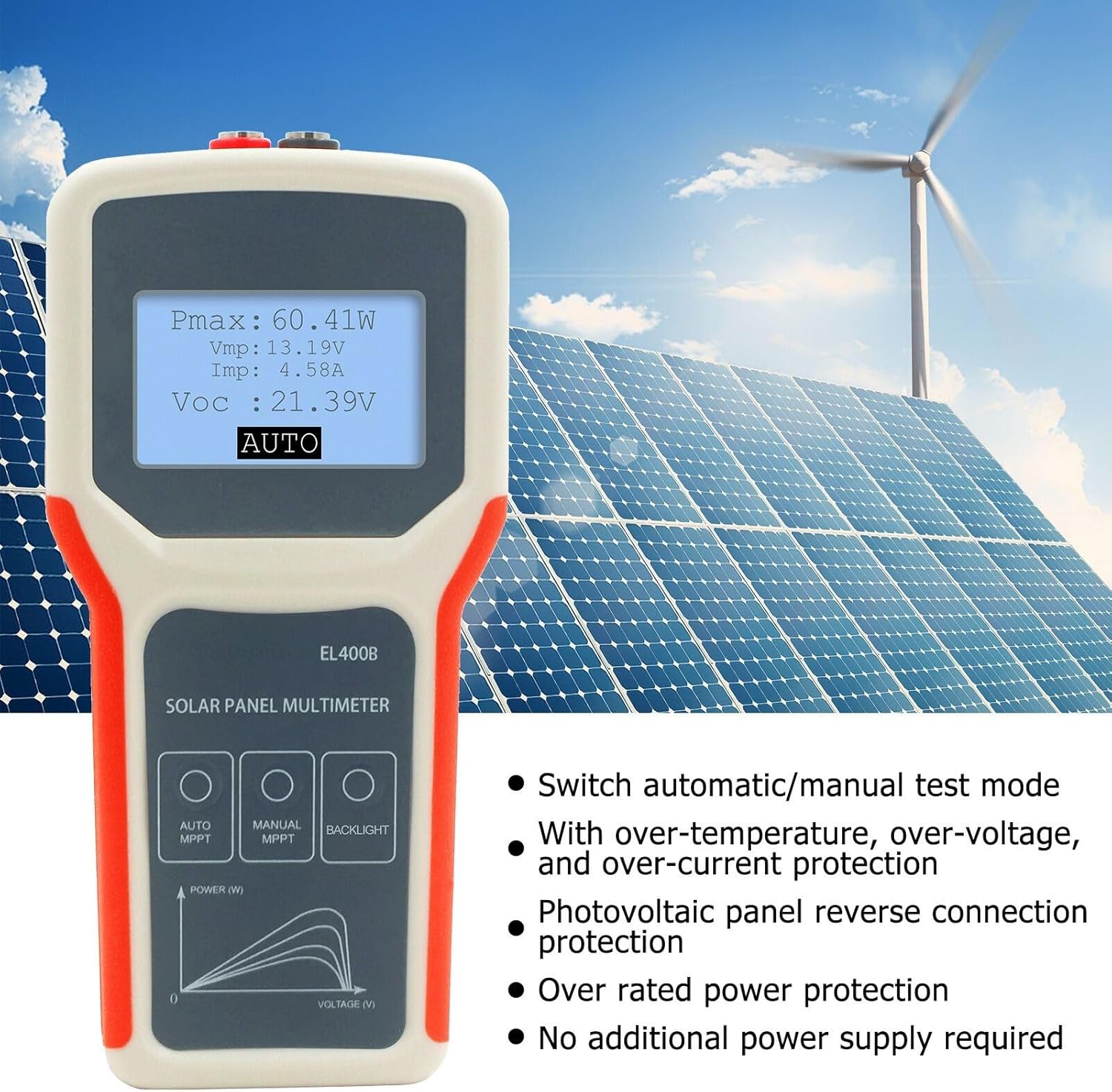 Solar Panel Tester LCD MPPT Multimeter VOC Voltage Meter