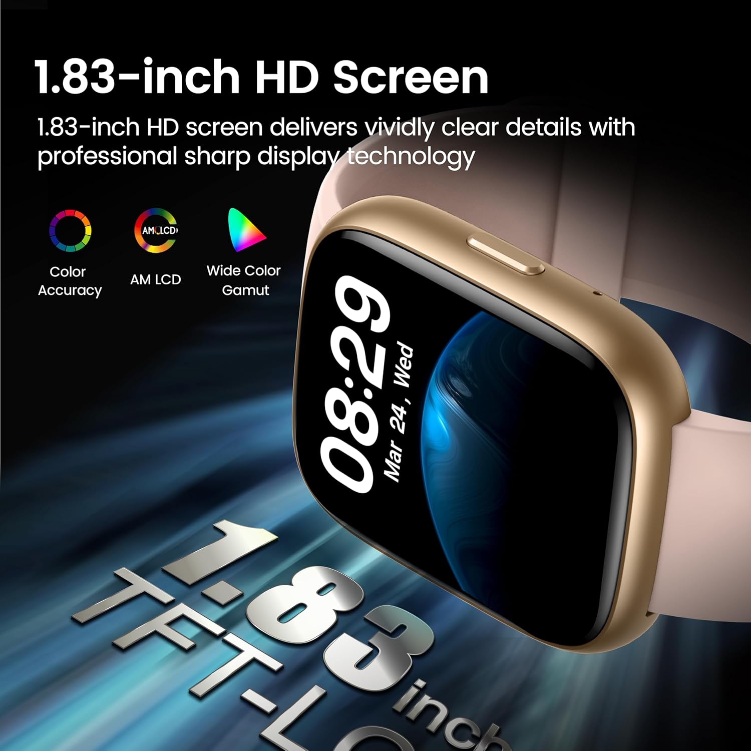 Peach Smart Watch Alexa Bluetooth Call 110 Sports