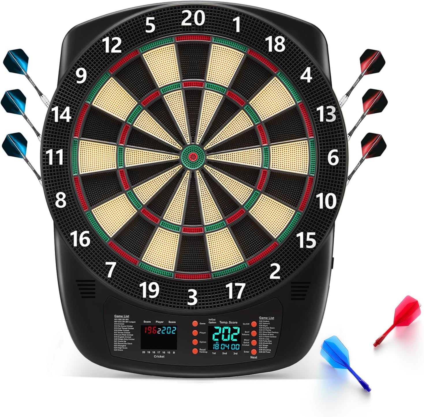 Electronic Dartboard LED Display 40 Games 427 Modes 6 Darts