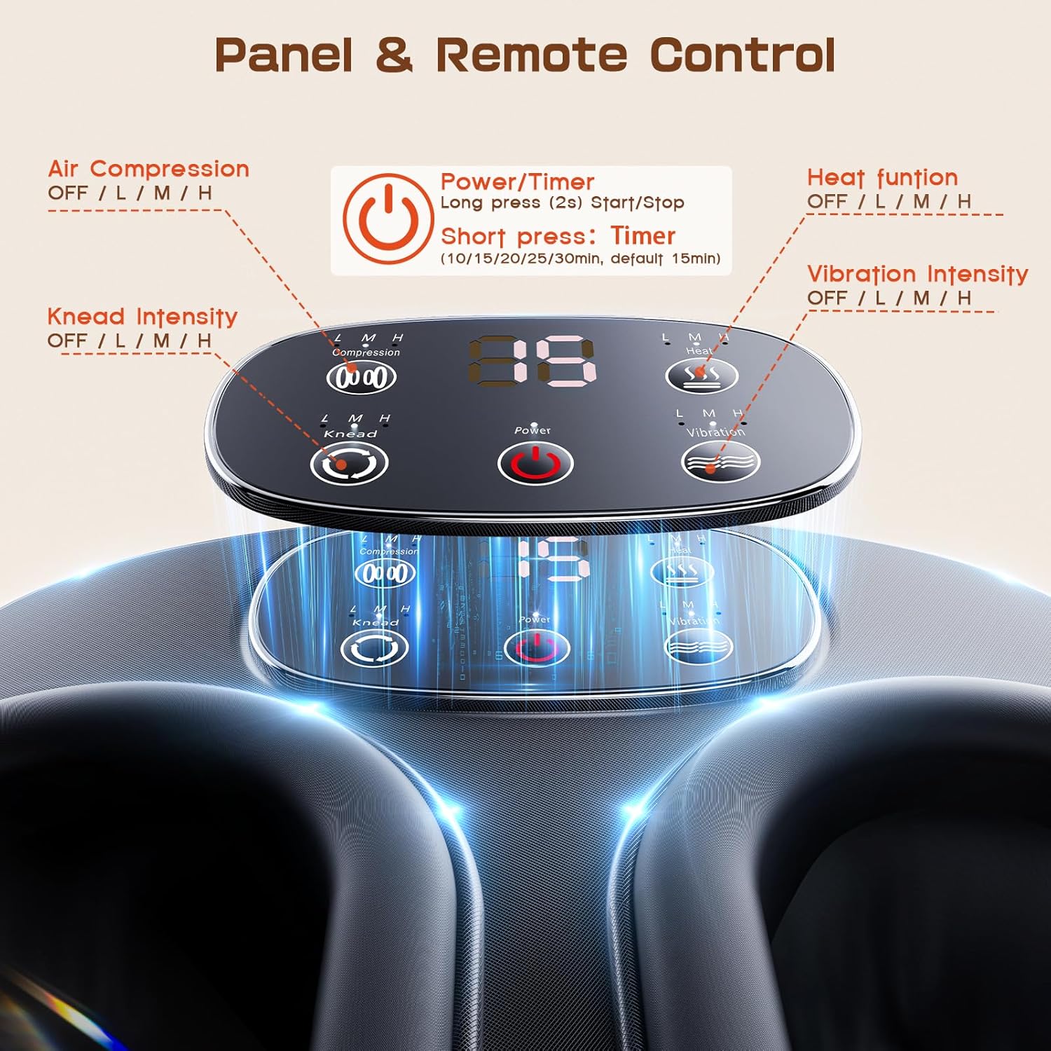 Shiatsu Foot Massager Heat Air Compression Remote Pain Relief