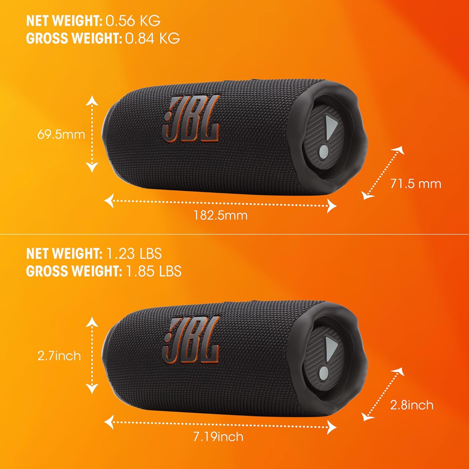 Portable Bluetooth Speaker 16H Playtime Waterproof IP68 Loud Bass
