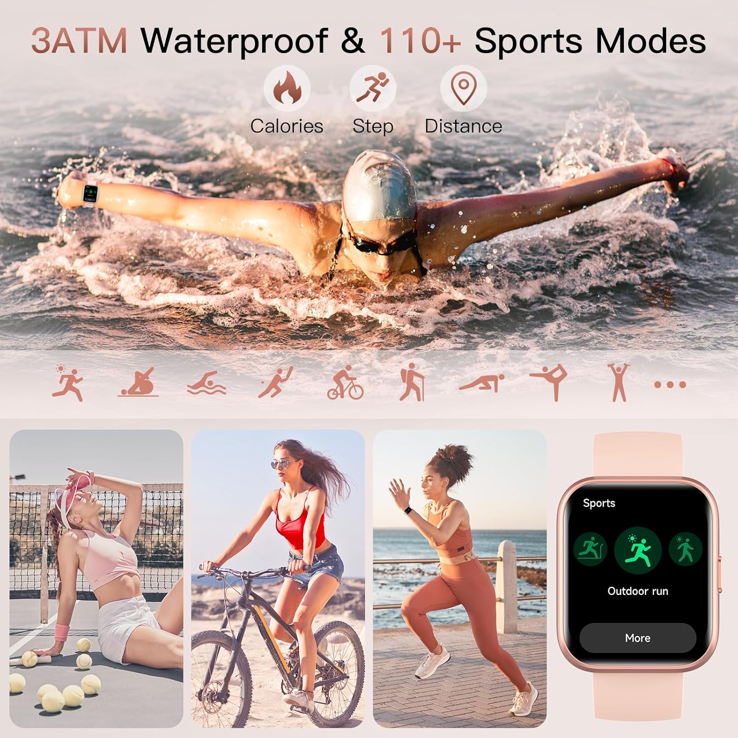 Women Smart Watch Bluetooth Calling Alexa 120 Sports Tracker