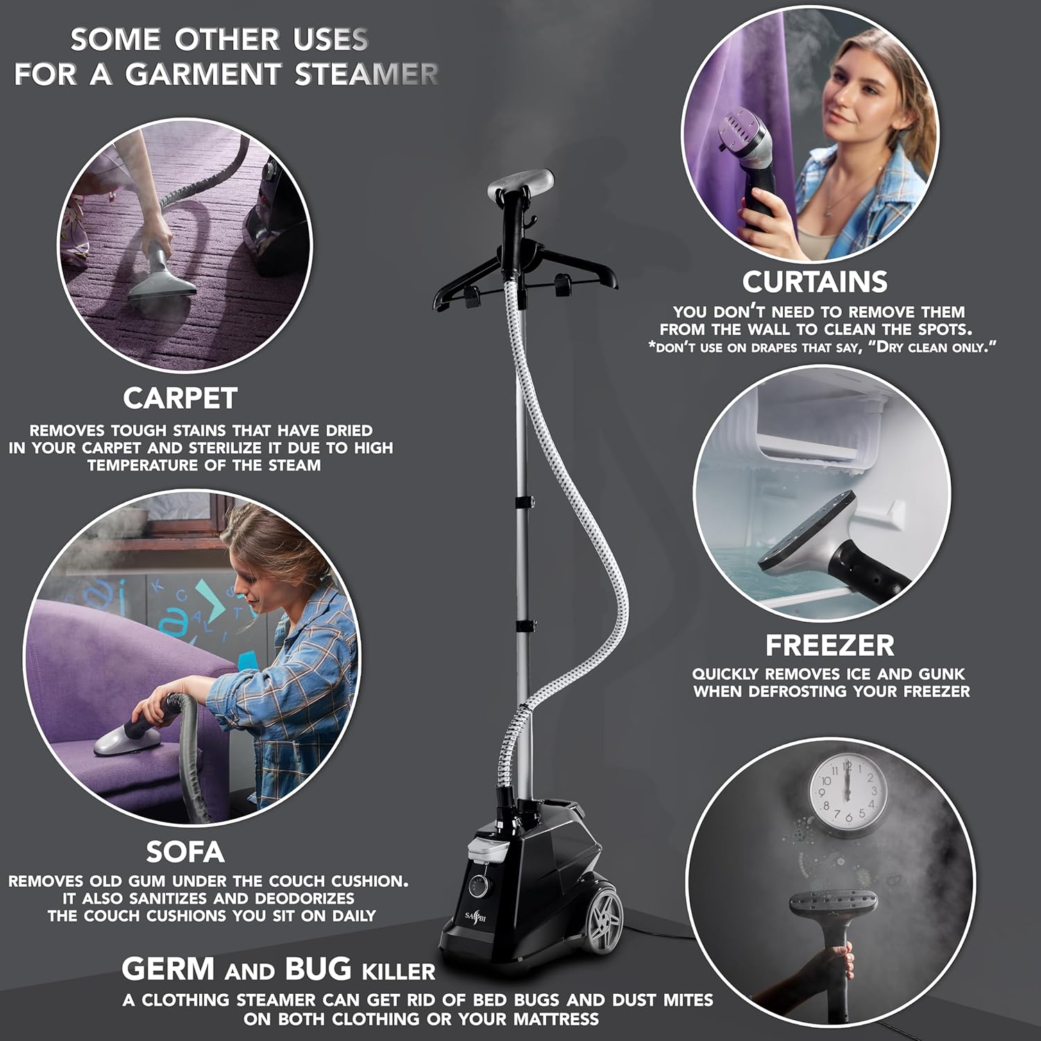 2200W Upright Garment Steamer 3L Tank Professional Clothes Iron