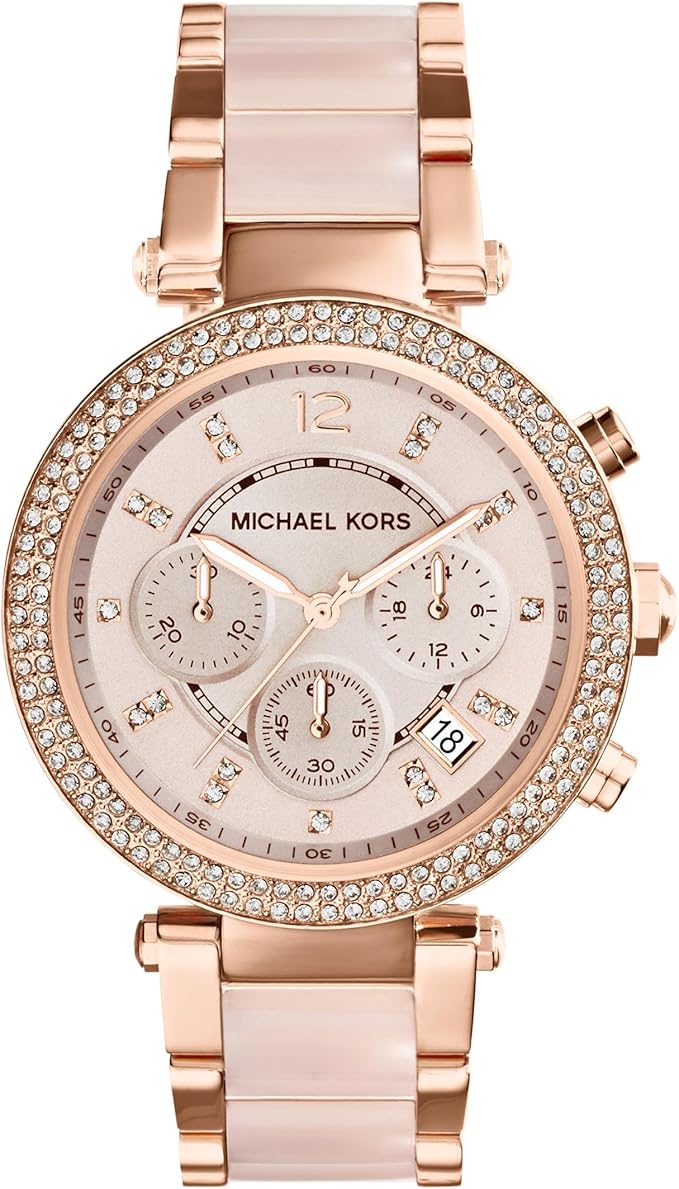 Womens Rose Gold Chronograph Crystal Watch 39mm