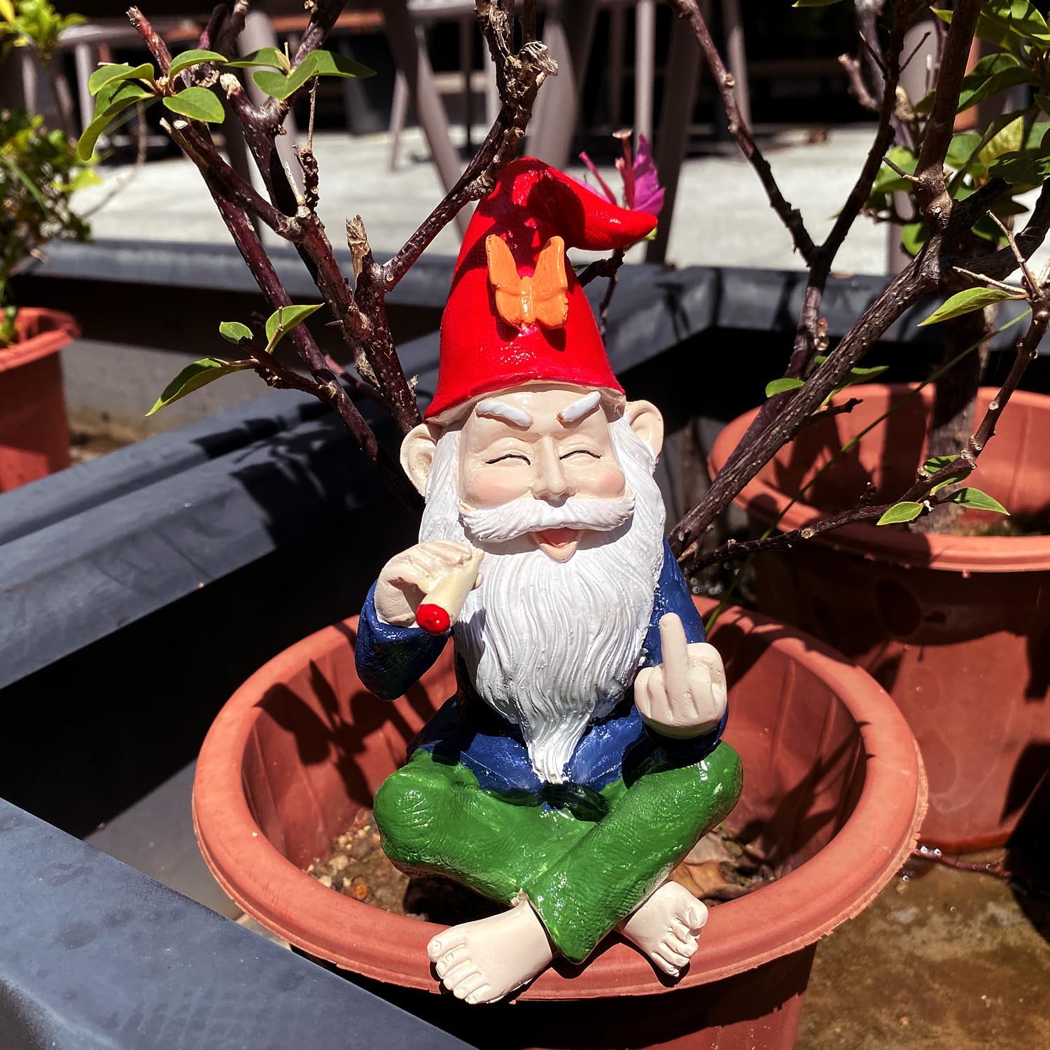 Mini Garden Gnome Statue Funny Resin Figurine Outdoor Indoor Decor