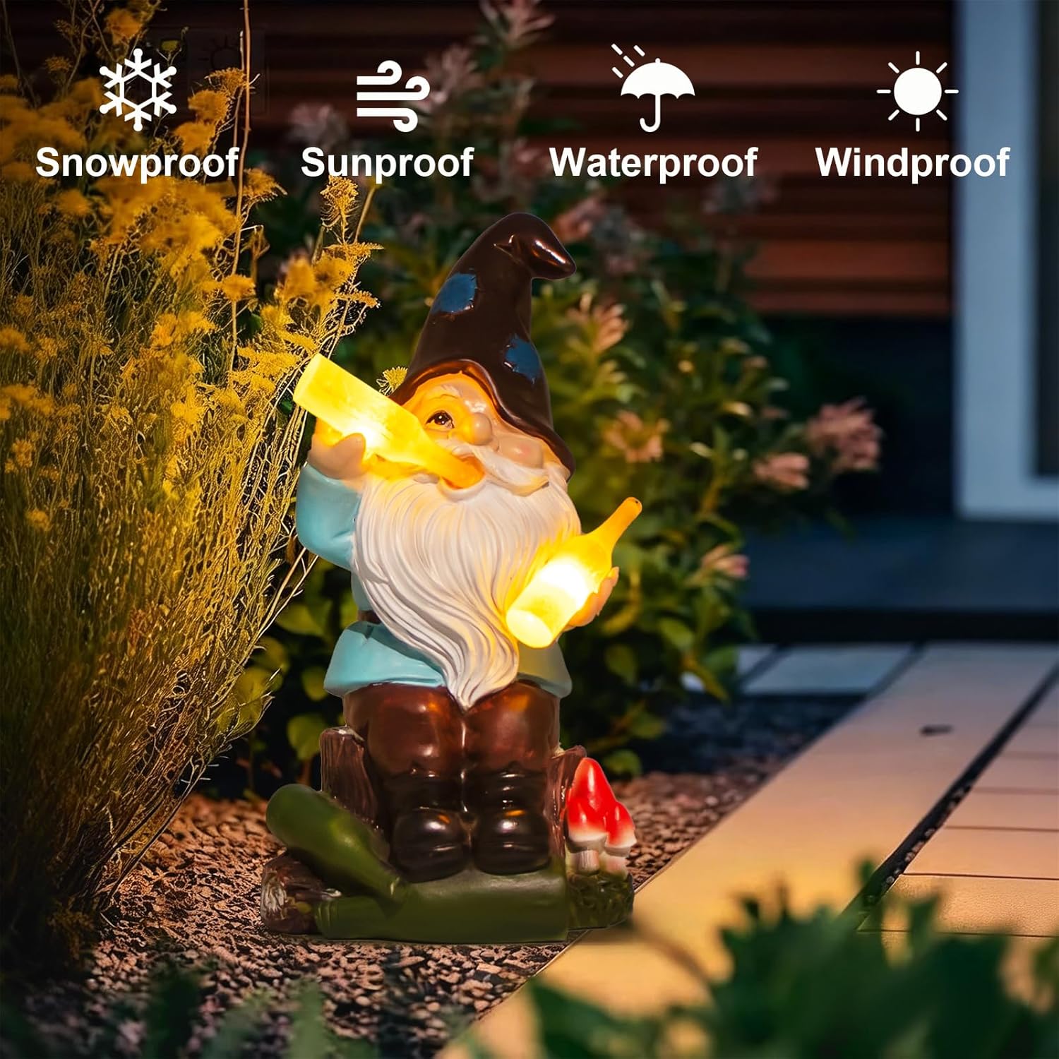 Solar Drunk Gnome Statue Bottle Light Garden Decor Outdoor 26cm