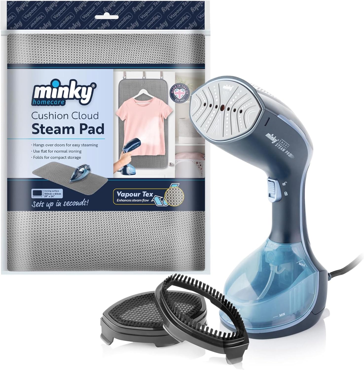 Handheld Garment Steamer with Hanging Steam Pad Fast Heat