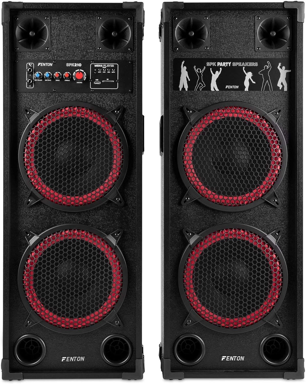 Bluetooth Party Speaker Set 1200W Dual 10 Inch DJ PA System