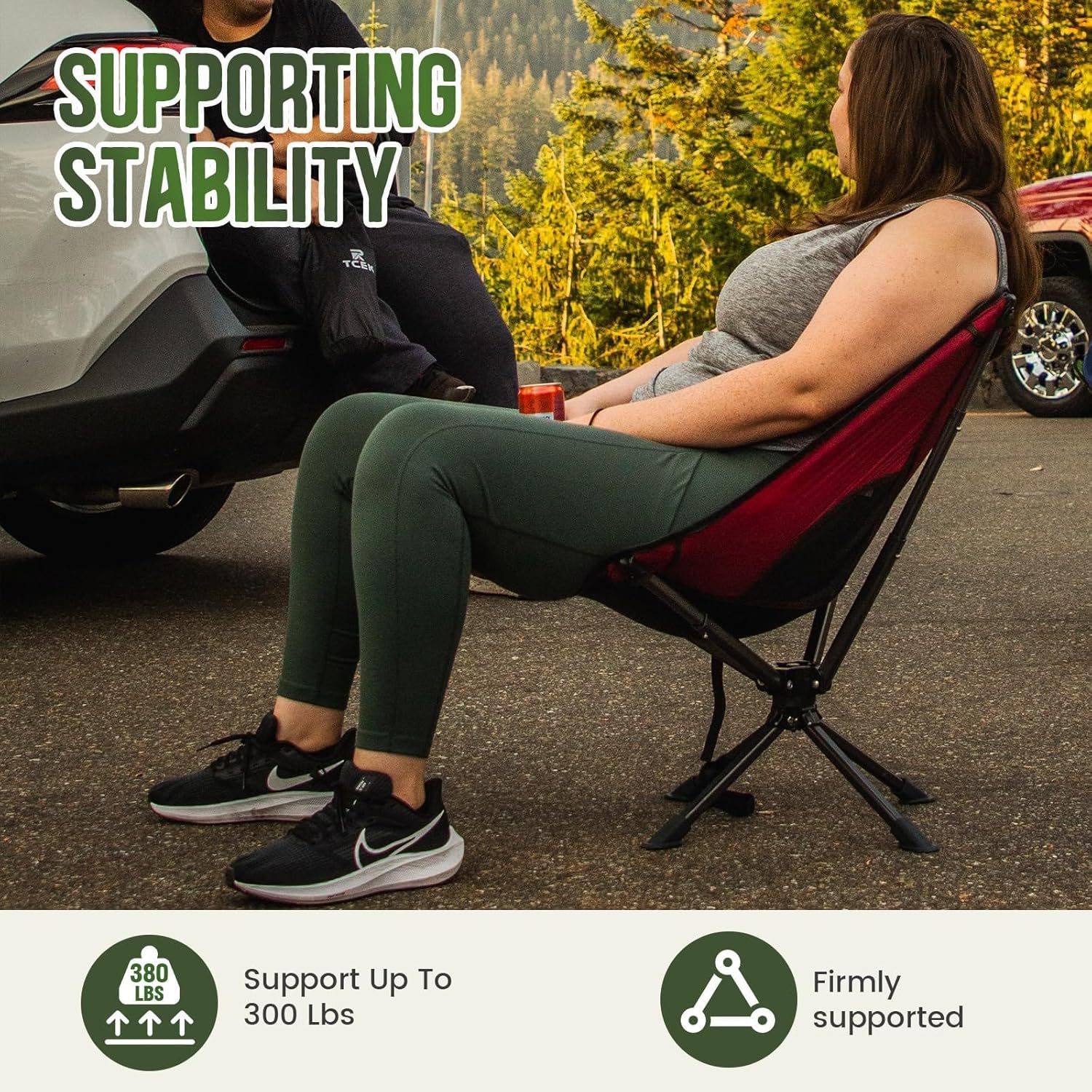 360 Swivel Folding Moon Camping Chair Portable Black