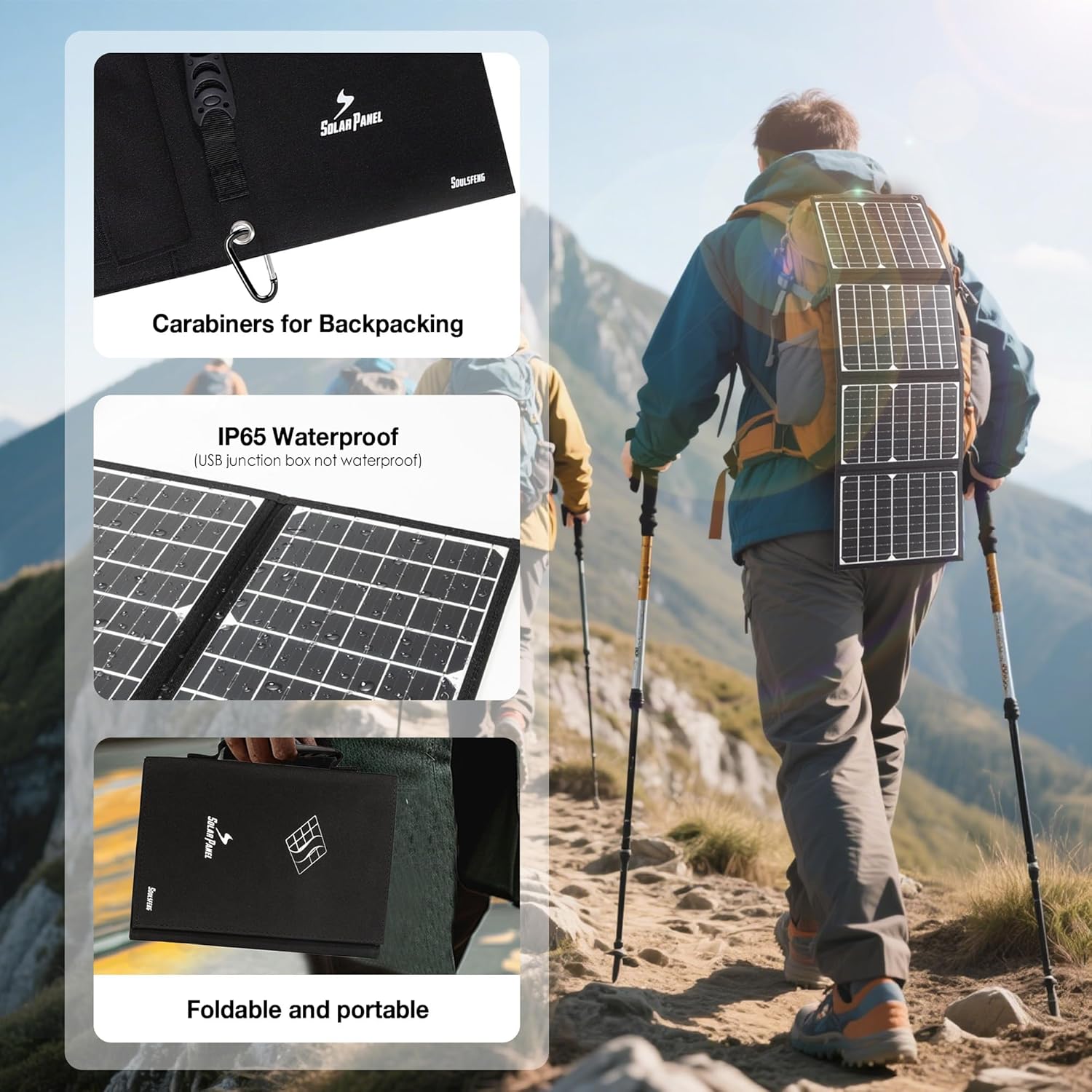 30W Foldable Solar Panel USB DC Portable Charger Camping