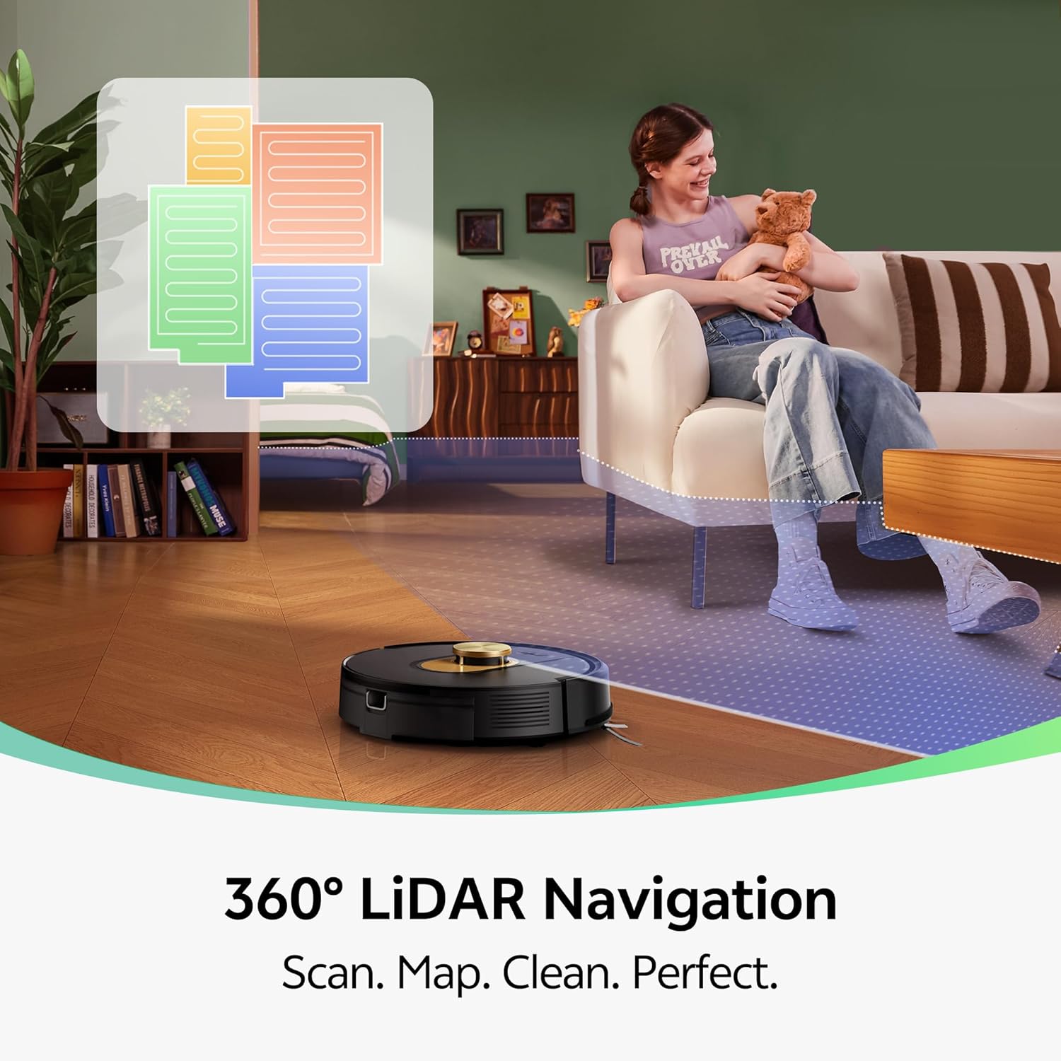 Robot Vacuum Mop 8000Pa LiDAR Smart Mapping App Voice Control