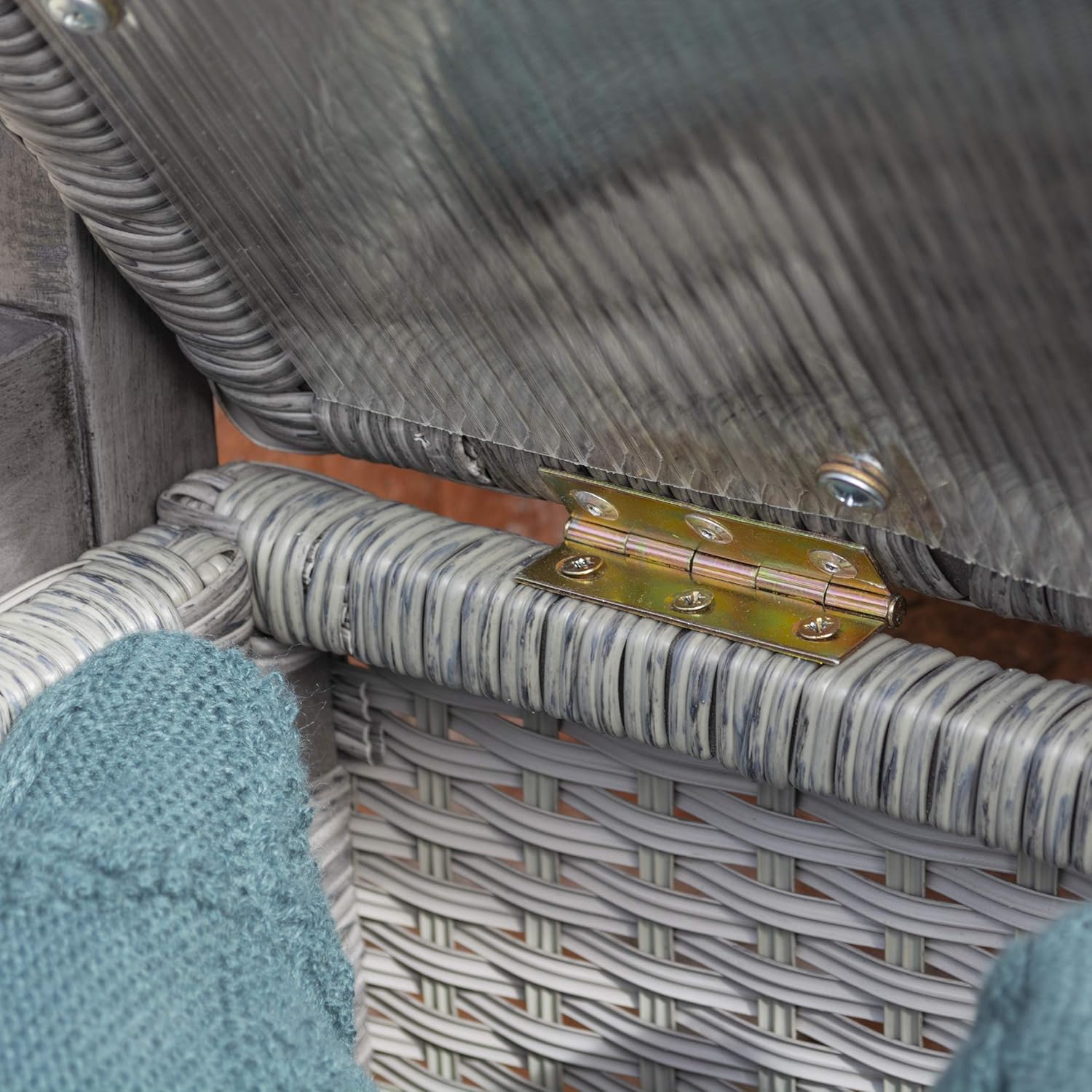Rattan Garden Storage Bench 2 Seater Grey Patio Seat Box