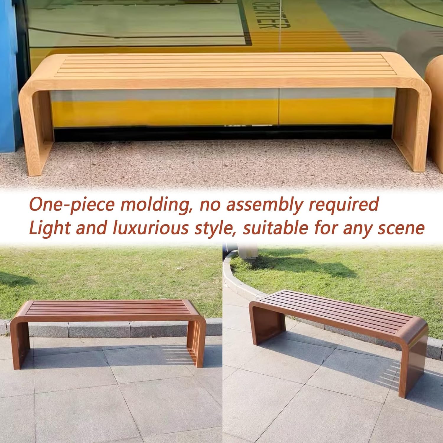 Weatherproof Garden Bench Backless Outdoor Patio Seat Steel Frame 100cm