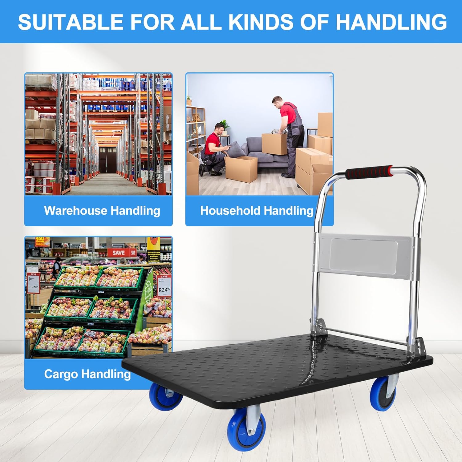 150KG Folding Platform Trolley Hand Truck Flatbed Cart