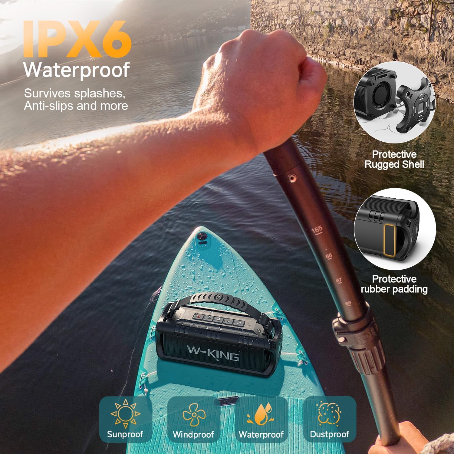 60W Portable Bluetooth Speaker Waterproof Bass 24H TWS USB AUX