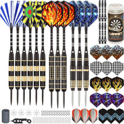 Steel Tip Darts Set 12 Pack 20g 24g 26g Brass Barrels Case Kit