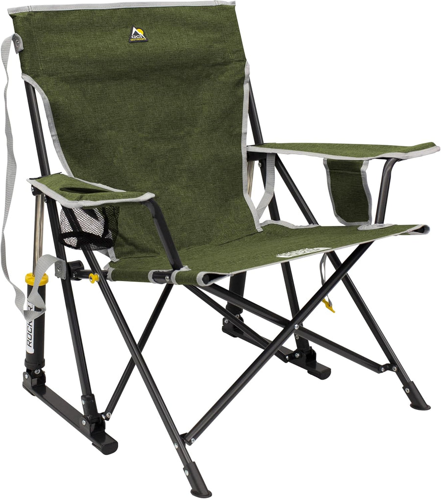 Portable Folding Rocking Chair with Cup Holder Green