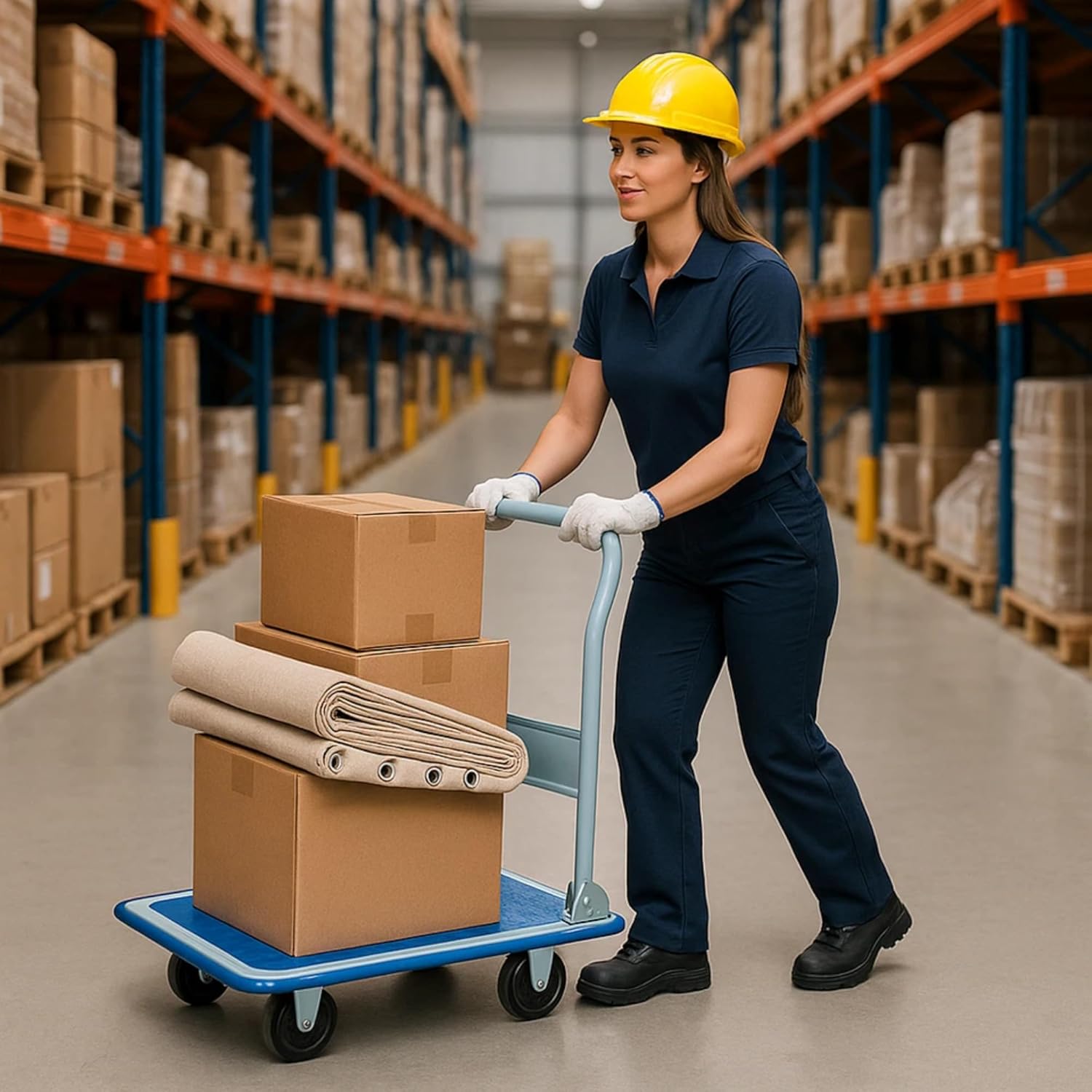 300KG Folding Platform Dolly Cart Heavy Duty Blue