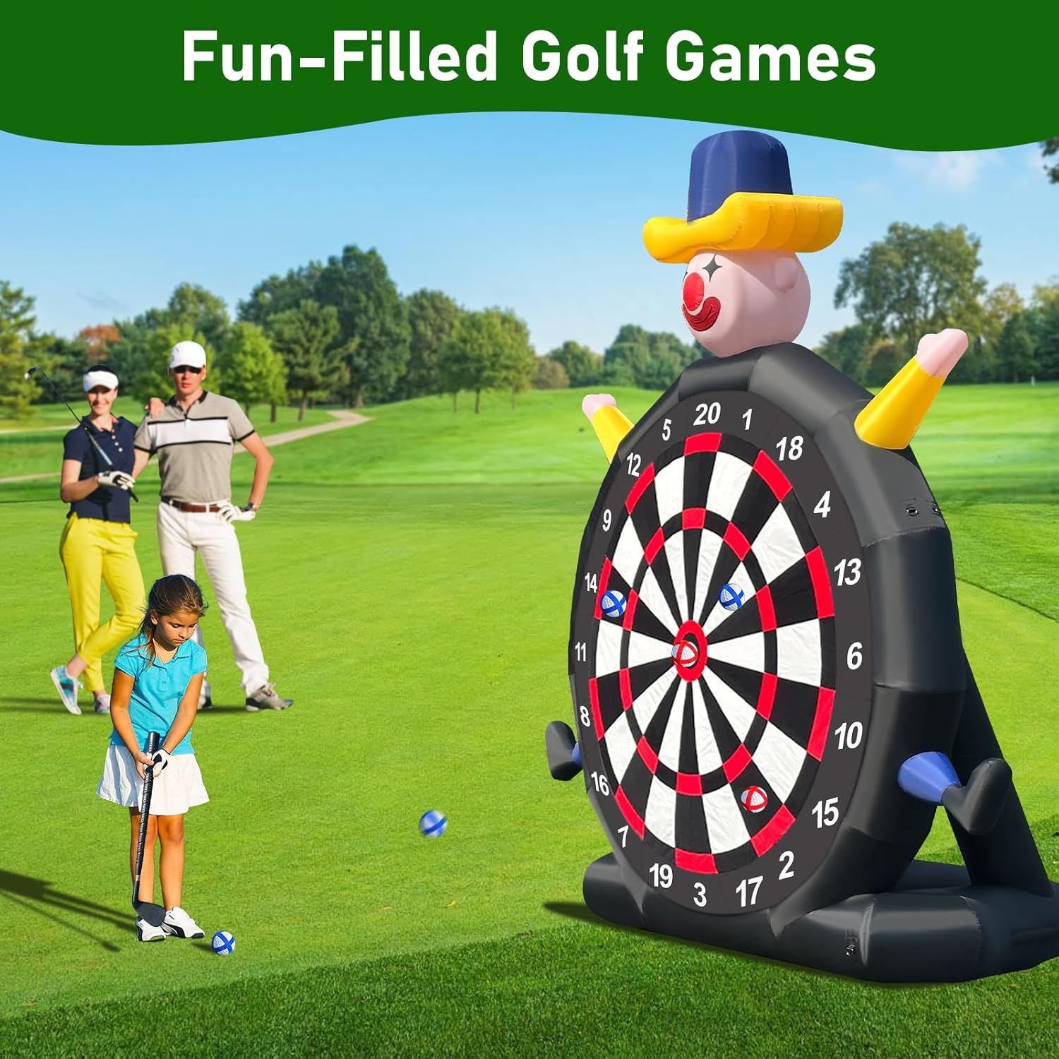 14ft Inflatable Soccer Dart Board Giant Outdoor Game w Blower Balls