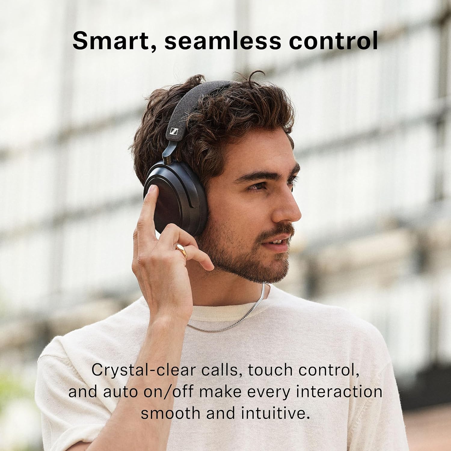 Wireless Adaptive Noise Cancelling Over Ear Headphones 60Hr Black