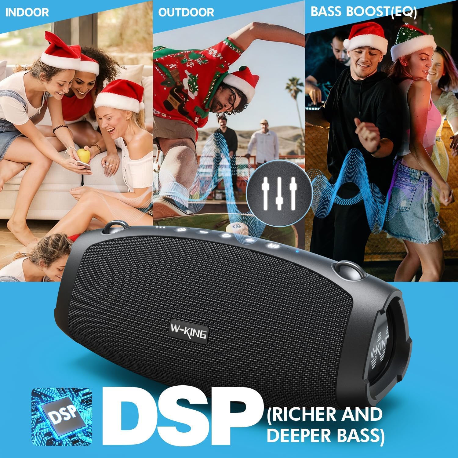 Bluetooth Speaker 120W Portable Loud Boombox Waterproof