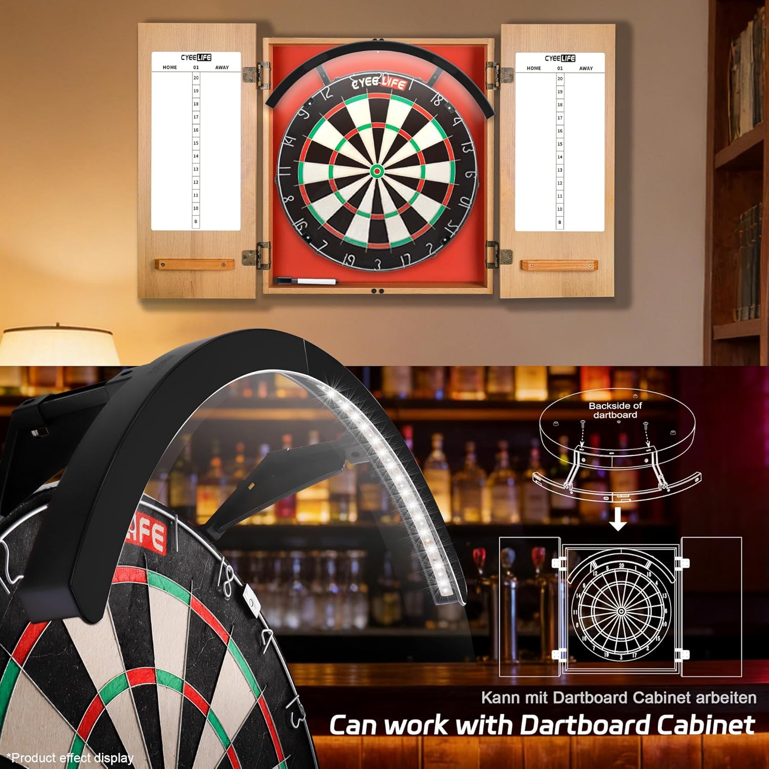 Dart Board LED Light 120 Degree Clip On Cabinet Compatible