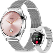 Silver Womens Smart Watch Bluetooth Calls Fitness