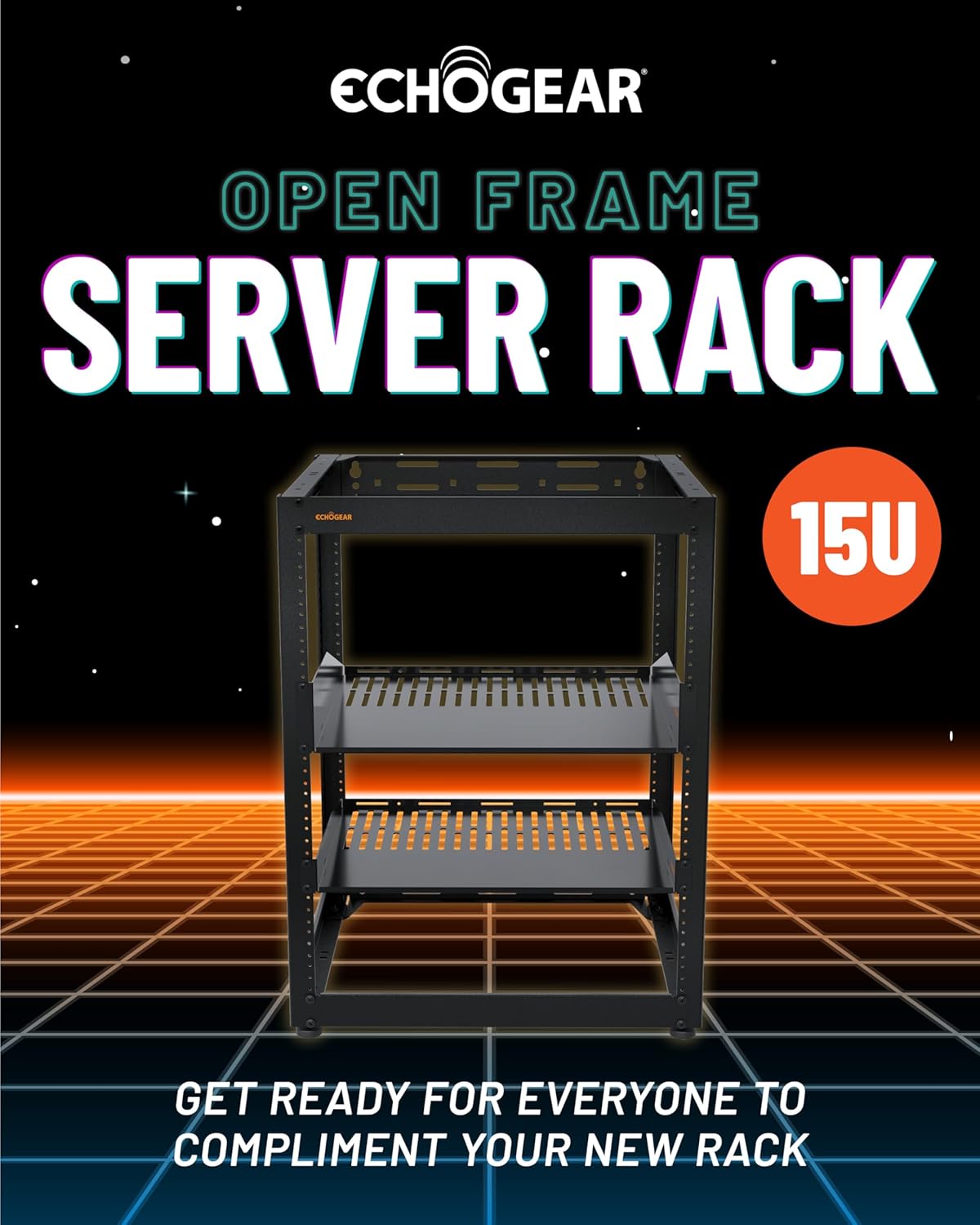 15U Open Frame AV Server Rack Wall Mount Black
