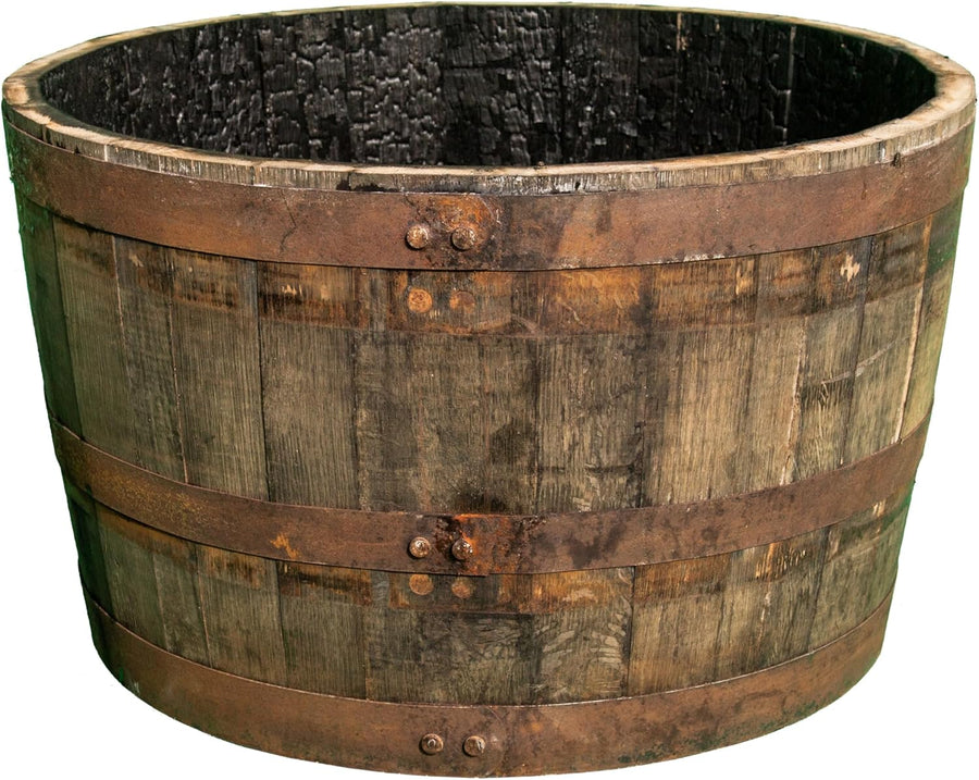 Authentic Whisky Barrel Planter 24 Inch Rustic Oak Pot