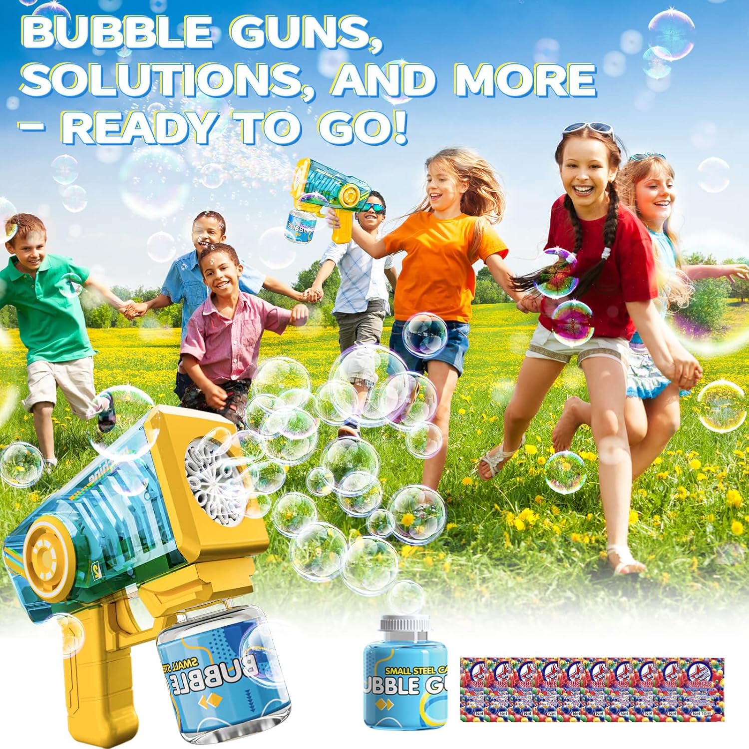 Bubble Gun RGB Light 5000 Kids Outdoor Party Toy Blue