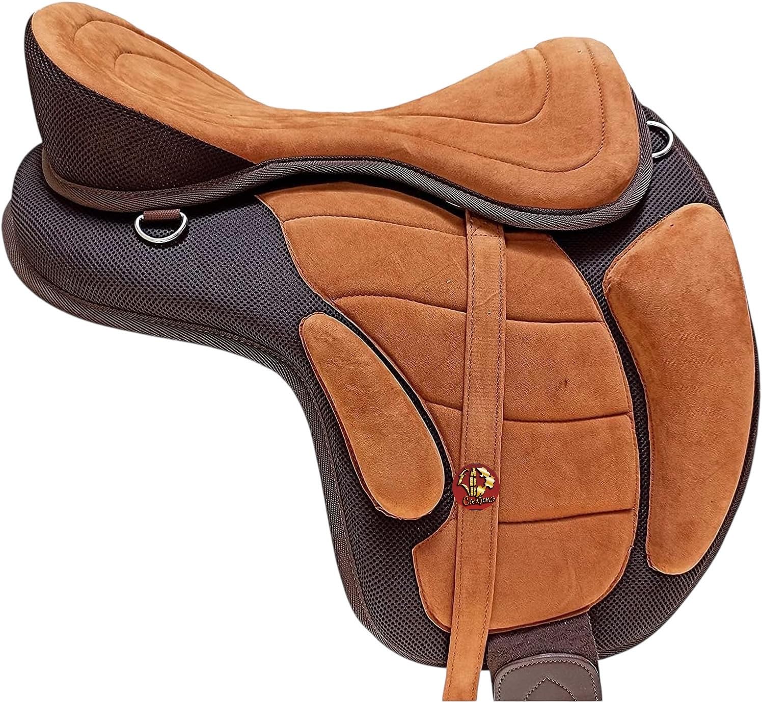 Brown Treeless English Horse Saddle 17 Inch With Stirrups