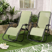 2 Zero Gravity Garden Recliner Chairs Sage Green Folding