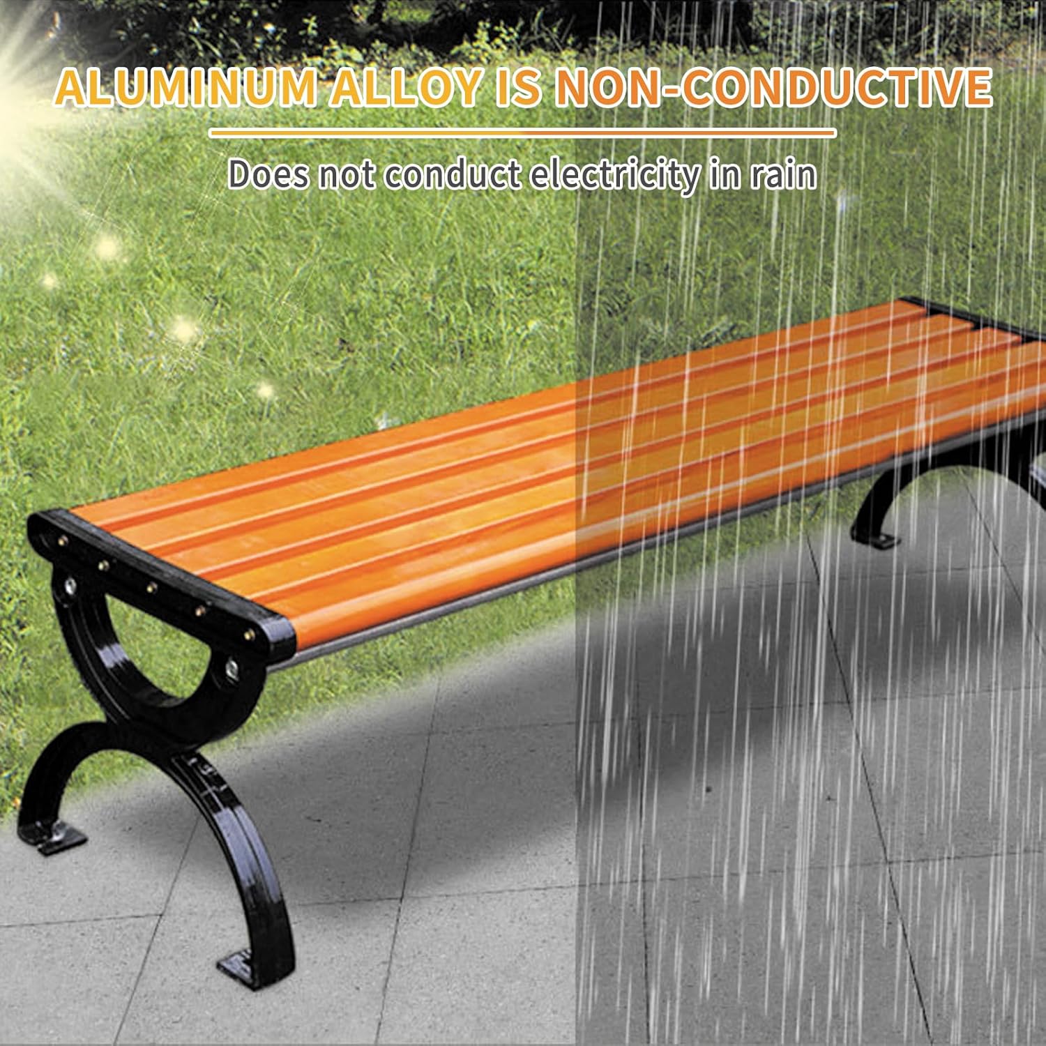3 Seater Garden Bench Cast Iron Hardwood Outdoor Patio Seat
