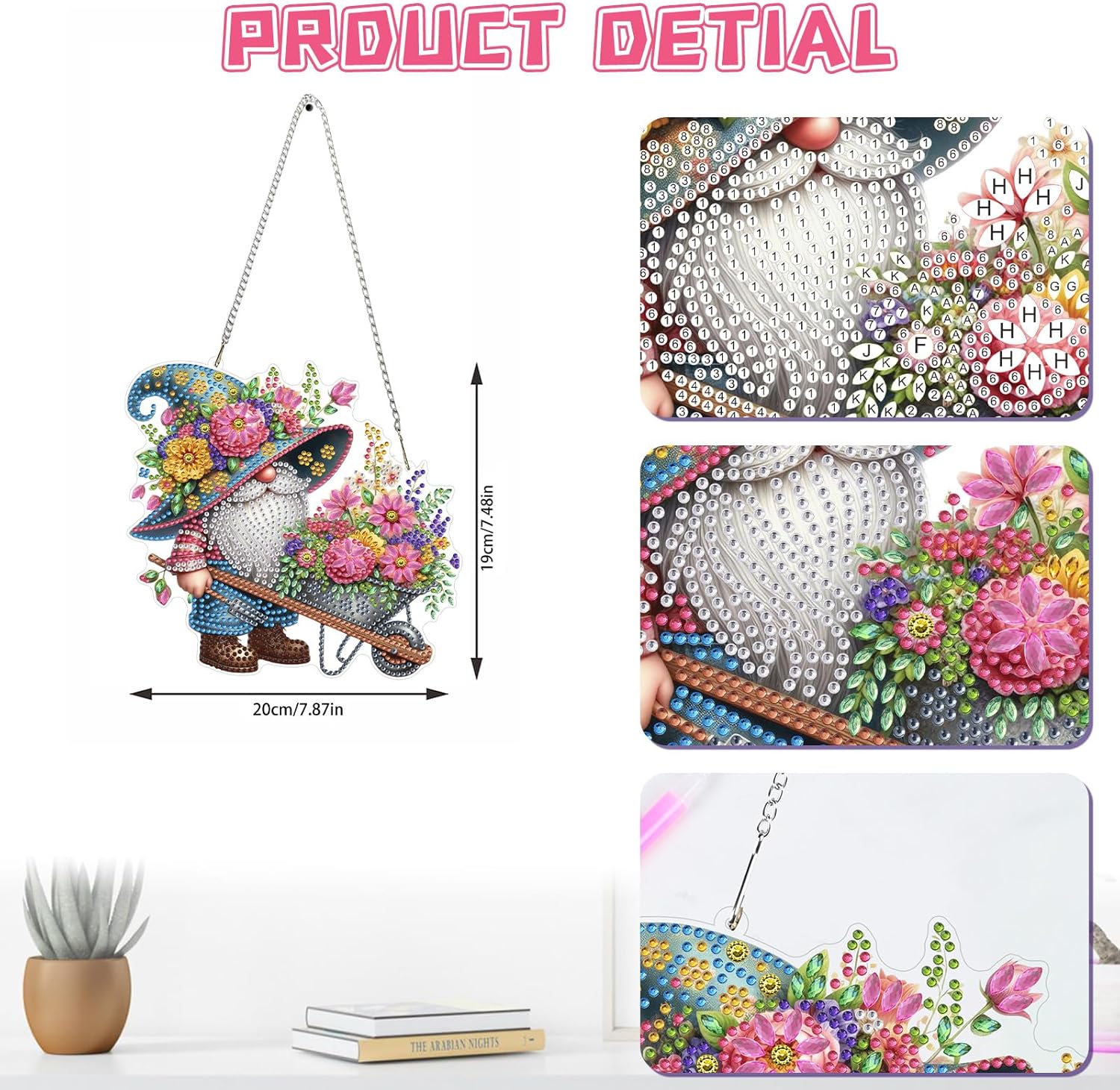 Gnome Diamond Painting Kit 20cm DIY 5D Rhinestone Hanging Decor