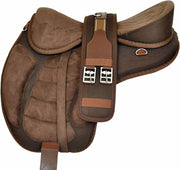Treeless English Horse Saddle 16 Inch Brown Synthetic Suede Free Girth